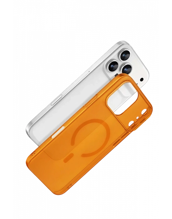 Newface Apple iPhone 17 Pro Combo Sert Şeffaf Magsafe Kapak - Turuncu