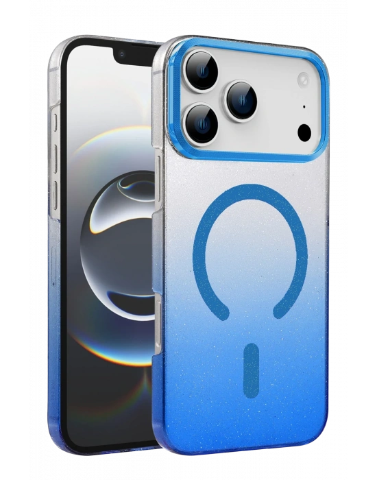 Newface Apple iPhone 17 Pro Glossy Magsafe Kapak - Mavi