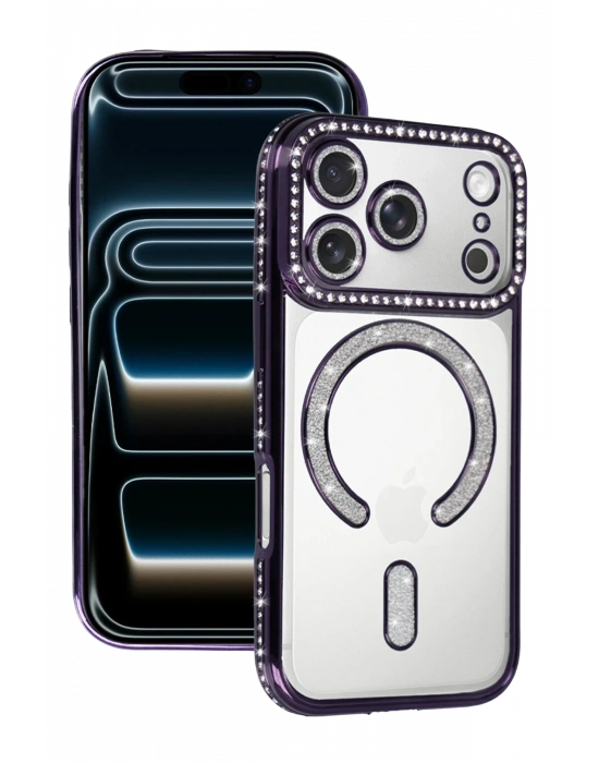 Newface Apple iPhone 17 Pro Joke Simli Magneticsafe Kılıf - Derin Mor