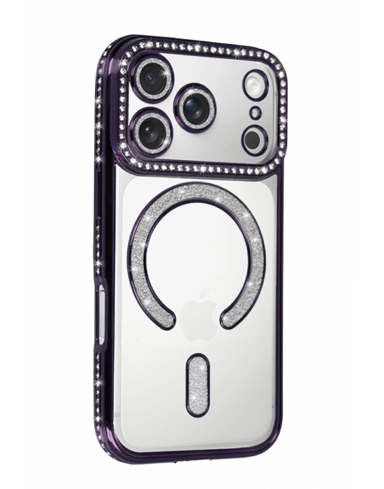 Newface Apple iPhone 17 Pro Joke Simli Magneticsafe Kılıf - Derin Mor