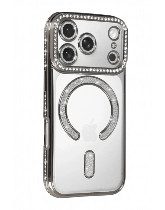 Newface Apple iPhone 17 Pro Joke Simli Magneticsafe Kılıf - Gümüş