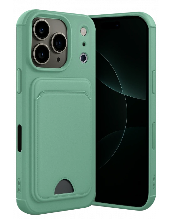 Newface Apple iPhone 17 Pro Kelvin Kartvizitli Silikon - Açık Yeşil