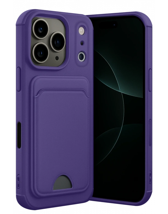 Newface Apple iPhone 17 Pro Kelvin Kartvizitli Silikon - Derin Mor