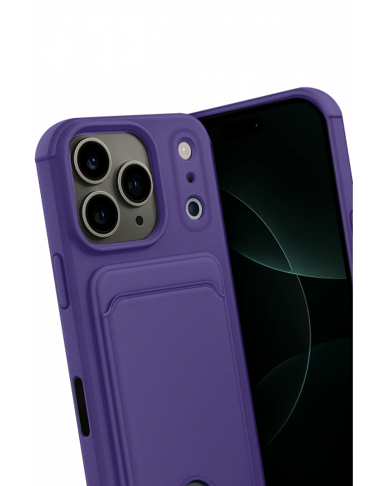 Newface Apple iPhone 17 Pro Kelvin Kartvizitli Silikon - Derin Mor