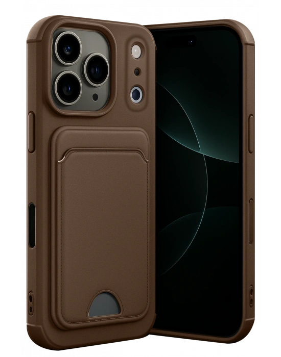 Newface Apple iPhone 17 Pro Kelvin Kartvizitli Silikon - Kahverengi