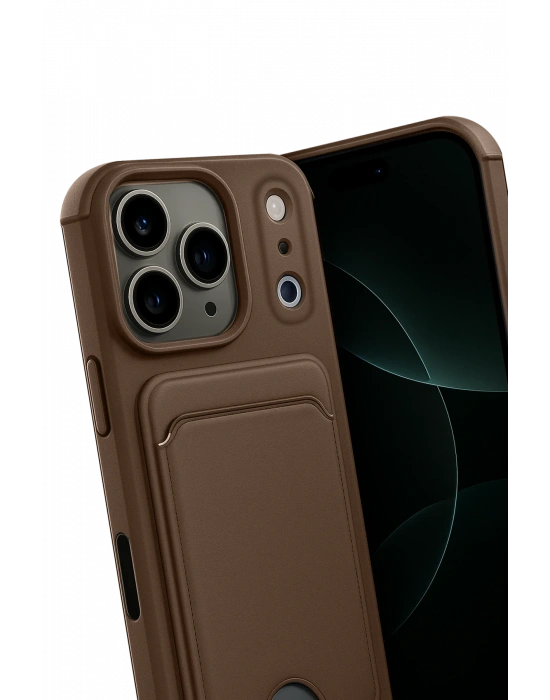 Newface Apple iPhone 17 Pro Kelvin Kartvizitli Silikon - Kahverengi