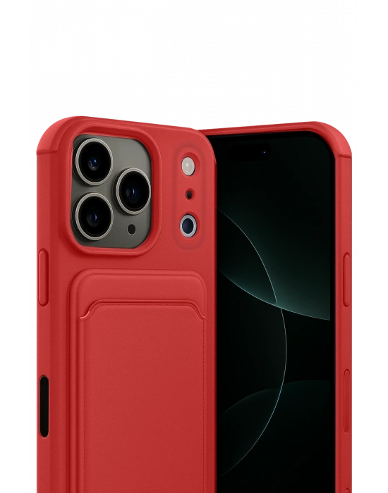 Newface Apple iPhone 17 Pro Kelvin Kartvizitli Silikon - Kırmızı