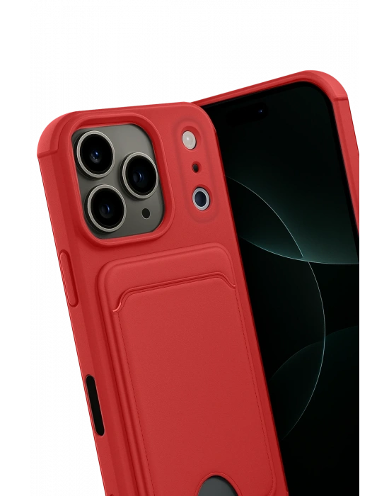 Newface Apple iPhone 17 Pro Kelvin Kartvizitli Silikon - Kırmızı