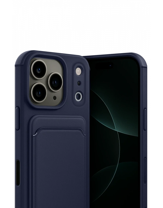 Newface Apple iPhone 17 Pro Kelvin Kartvizitli Silikon - Lacivert