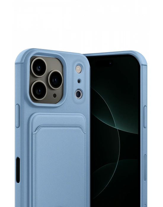 Newface Apple iPhone 17 Pro Kelvin Kartvizitli Silikon - Mavi