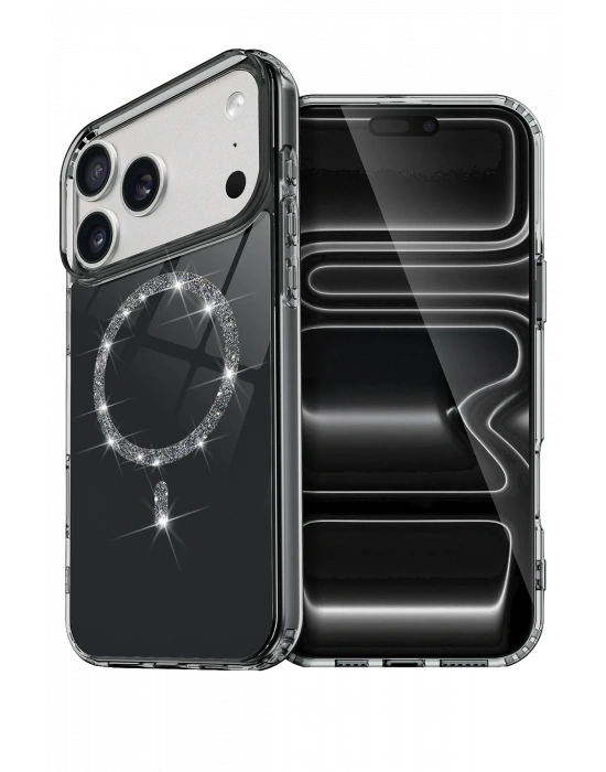 Newface Apple iPhone 17 Pro Live Diamond Magsafe Kapak - Siyah