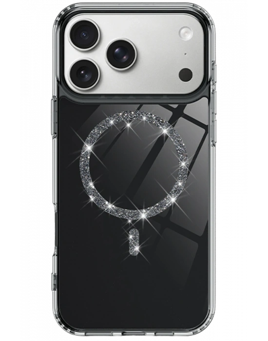 Newface Apple iPhone 17 Pro Live Diamond Magsafe Kapak - Siyah