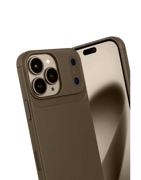 Newface Apple iPhone 17 Pro Max Auto Focus Karbon Kapak - Kahverengi