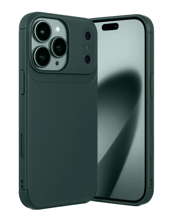 Newface Apple iPhone 17 Pro Max Auto Focus Karbon Kapak - Koyu Yeşil