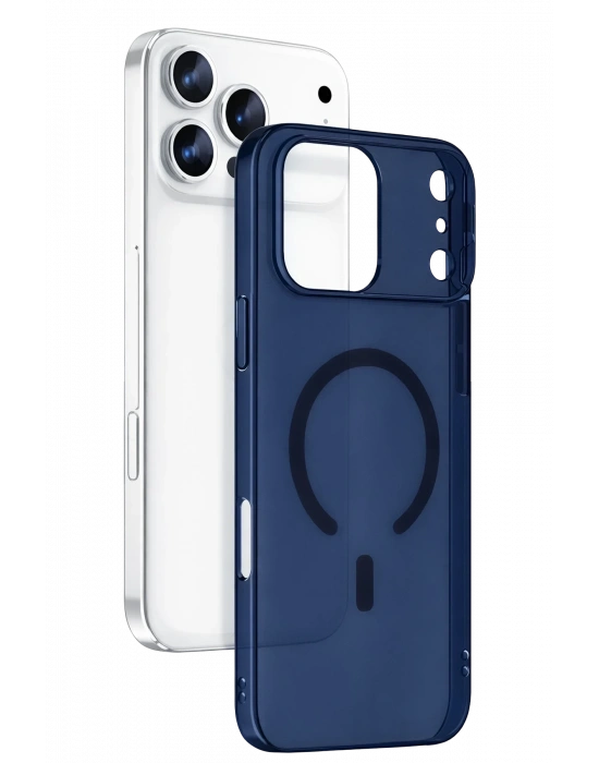 Newface Apple iPhone 17 Pro Max Combo Sert Şeffaf Magsafe Kapak - Mavi