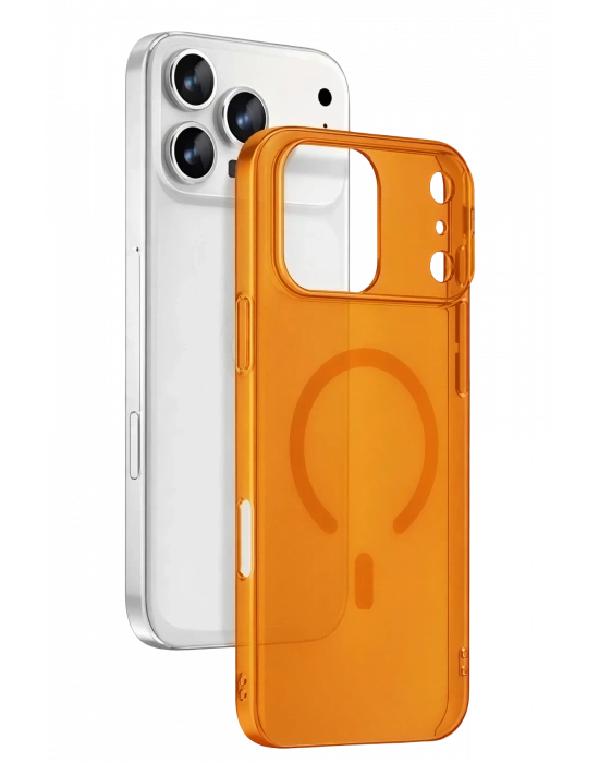 Newface Apple iPhone 17 Pro Max Combo Sert Şeffaf Magsafe Kapak - Turuncu