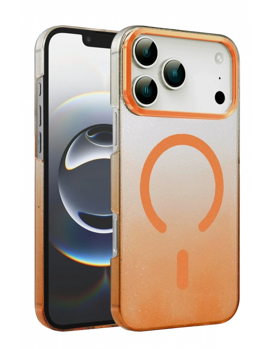 Newface Apple iPhone 17 Pro Max Glossy Magsafe Kapak - Turuncu
