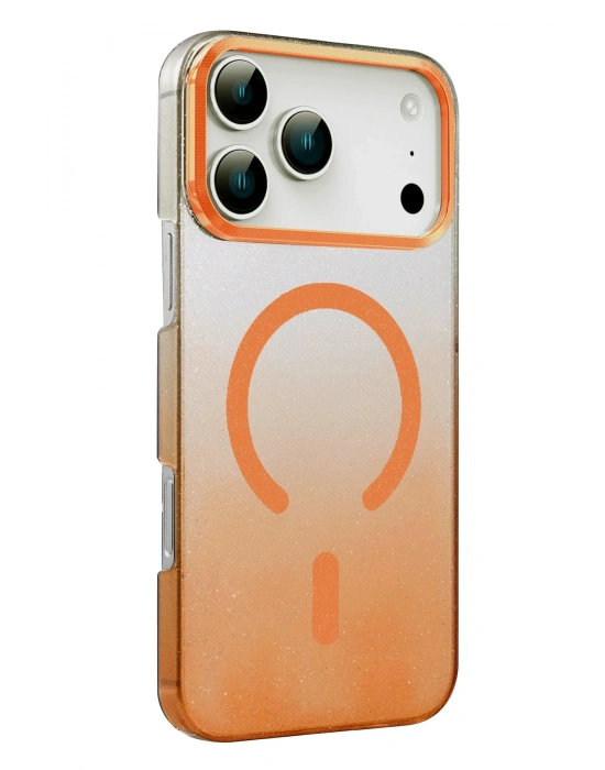 Newface Apple iPhone 17 Pro Max Glossy Magsafe Kapak - Turuncu