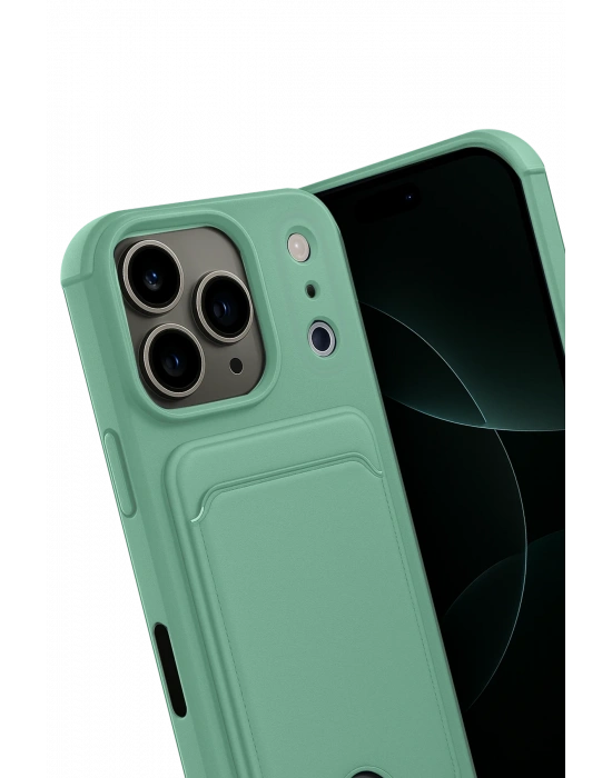 Newface Apple iPhone 17 Pro Max Kelvin Kartvizitli Silikon - Açık Yeşil