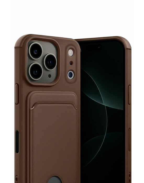 Newface Apple iPhone 17 Pro Max Kelvin Kartvizitli Silikon - Kahverengi