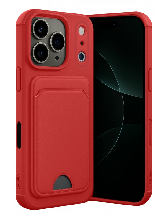 Newface Apple iPhone 17 Pro Max Kelvin Kartvizitli Silikon - Kırmızı