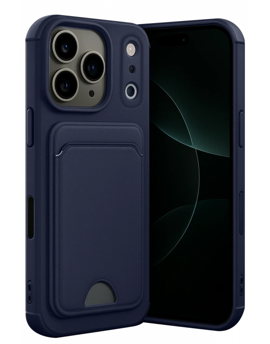 Newface Apple iPhone 17 Pro Max Kelvin Kartvizitli Silikon - Lacivert