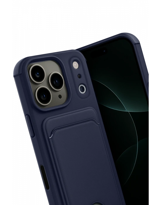 Newface Apple iPhone 17 Pro Max Kelvin Kartvizitli Silikon - Lacivert