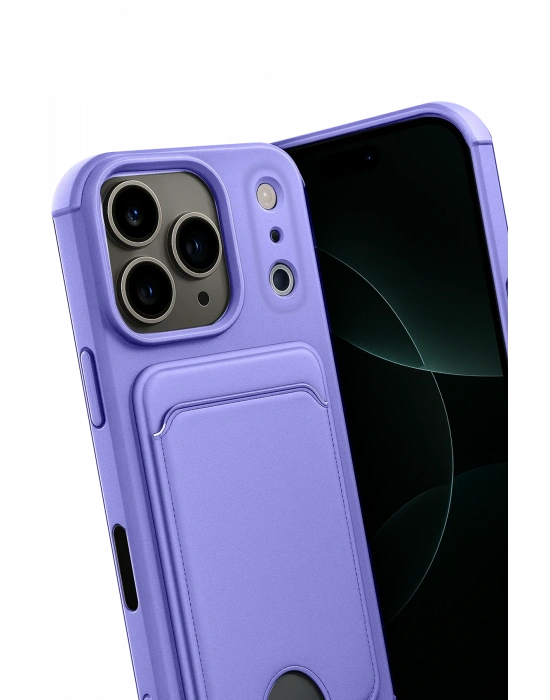 Newface Apple iPhone 17 Pro Max Kelvin Kartvizitli Silikon - Lila