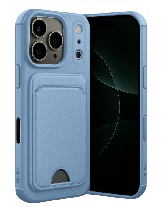 Newface Apple iPhone 17 Pro Max Kelvin Kartvizitli Silikon - Mavi