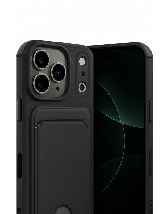 Newface Apple iPhone 17 Pro Max Kelvin Kartvizitli Silikon - Siyah