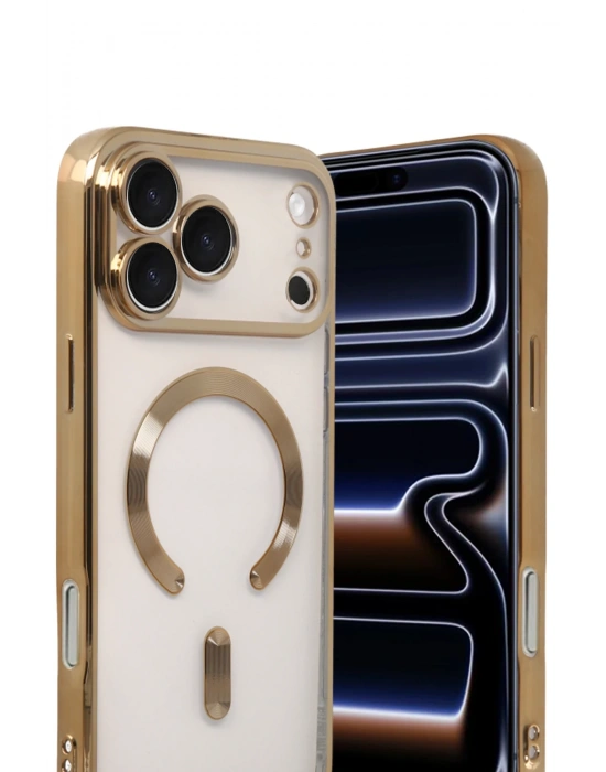 Newface Apple iPhone 17 Pro Max Kross Magneticsafe Kapak - Gold