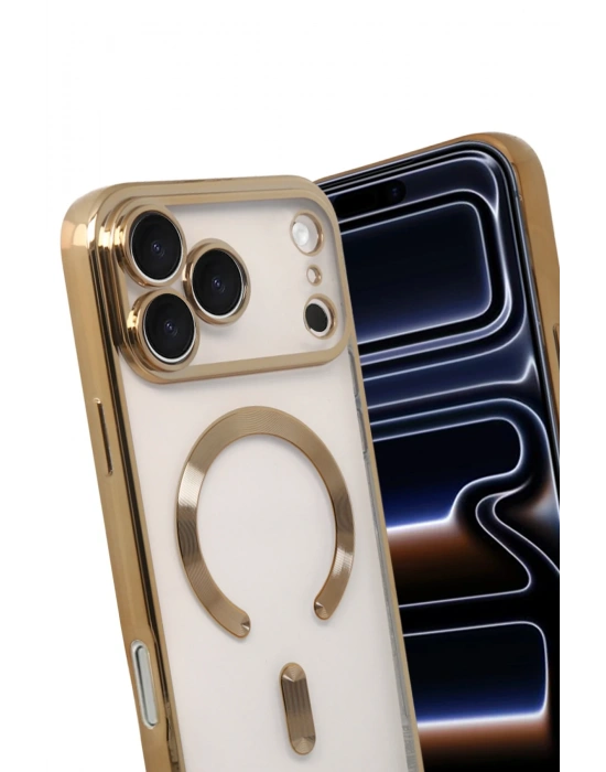 Newface Apple iPhone 17 Pro Max Kross Magneticsafe Kapak - Gold