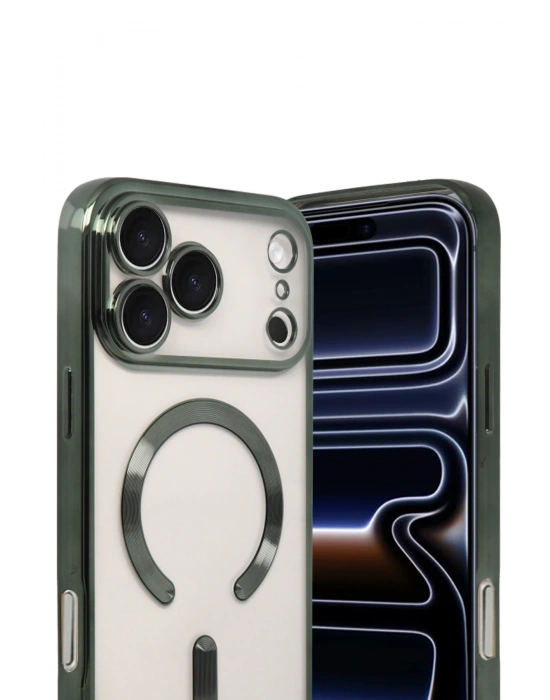 Newface Apple iPhone 17 Pro Max Kross Magneticsafe Kapak - Koyu Yeşil