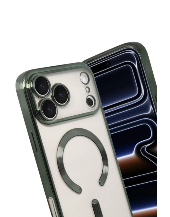 Newface Apple iPhone 17 Pro Max Kross Magneticsafe Kapak - Koyu Yeşil