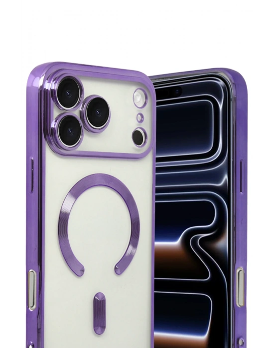 Newface Apple iPhone 17 Pro Max Kross Magneticsafe Kapak - Mor