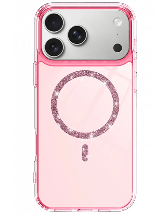 Newface Apple iPhone 17 Pro Max Live Diamond Magsafe Kapak - Pembe