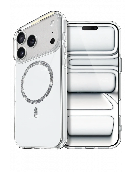 Newface Apple iPhone 17 Pro Max Live Diamond Magsafe Kapak - Şeffaf