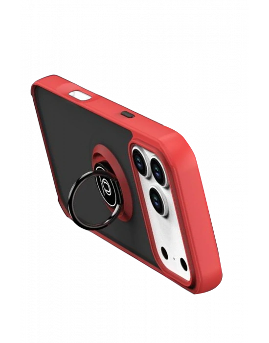 Newface Apple iPhone 17 Pro Max Montreal Yüzüklü Silikon Kapak - Kırmızı