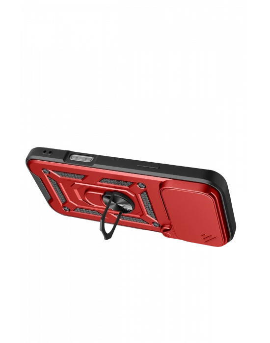 Newface Apple iPhone 17 Pro Max Pars Lens Yüzüklü Silikon - Kırmızı