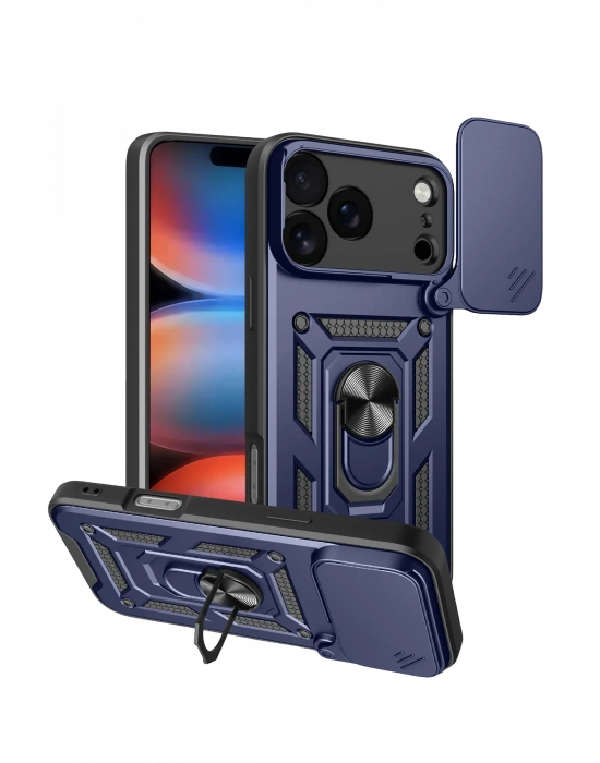 Newface Apple iPhone 17 Pro Max Pars Lens Yüzüklü Silikon - Lacivert