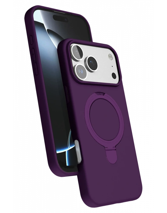 Newface Apple iPhone 17 Pro Max Regal Magsafe Standlı Kapak - Derin Mor