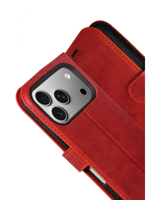 Newface Apple iPhone 17 Pro Max Trend S Plus Kapaklı Kılıf - Kırmızı