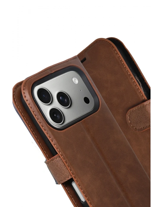 Newface Apple iPhone 17 Pro Max Trend S Plus Kapaklı Kılıf - Taba