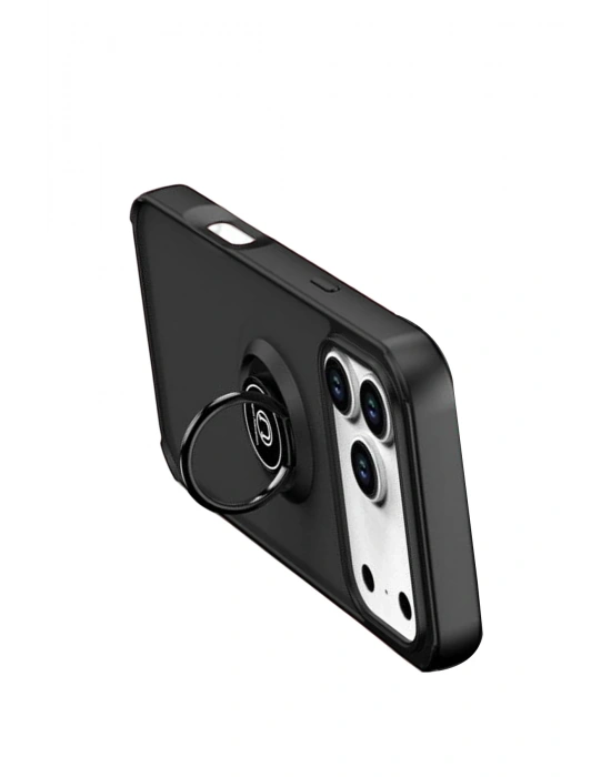 Newface Apple iPhone 17 Pro Montreal Yüzüklü Silikon Kapak - Siyah