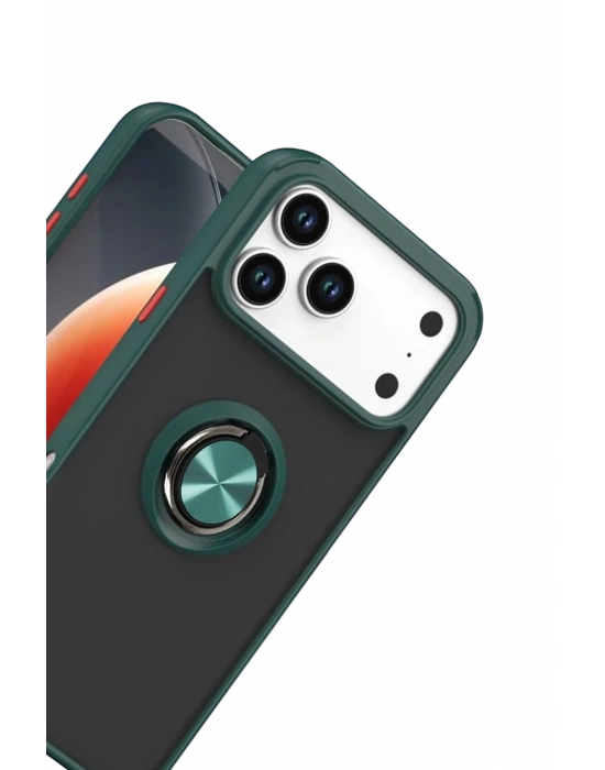 Newface Apple iPhone 17 Pro Montreal Yüzüklü Silikon Kapak - Yeşil