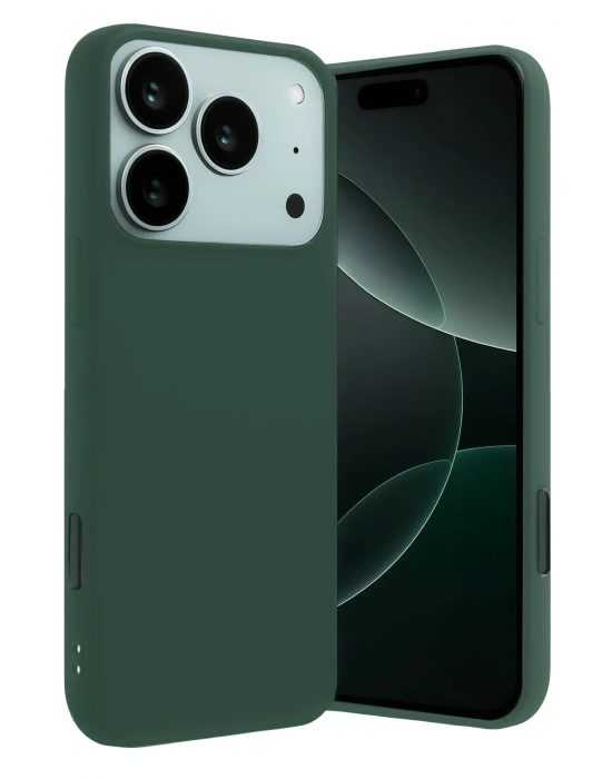 Newface Apple iPhone 17 Pro Nano içi Kadife Silikon - Koyu Yeşil