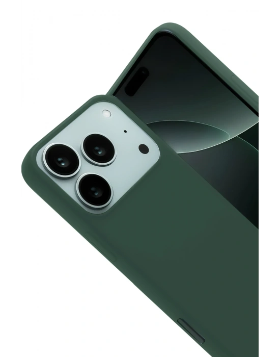 Newface Apple iPhone 17 Pro Nano içi Kadife Silikon - Koyu Yeşil