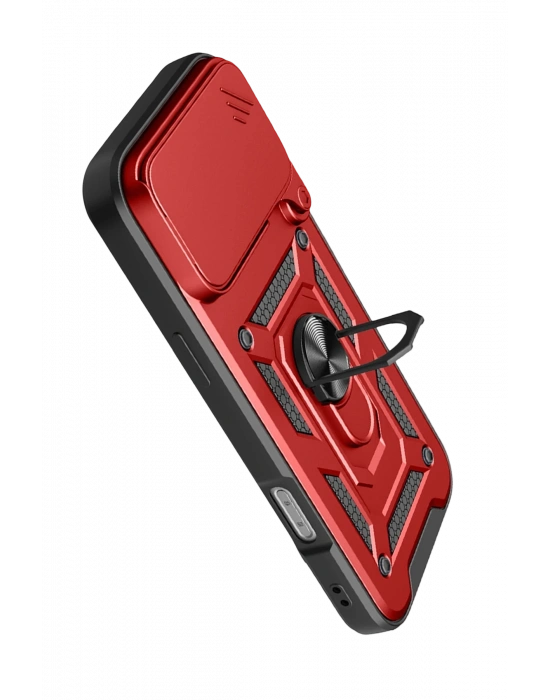 Newface Apple iPhone 17 Pro Pars Lens Yüzüklü Silikon - Kırmızı