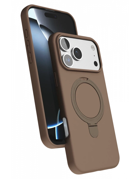 Newface Apple iPhone 17 Pro Regal Magsafe Standlı Kapak - Çöl Titanyum