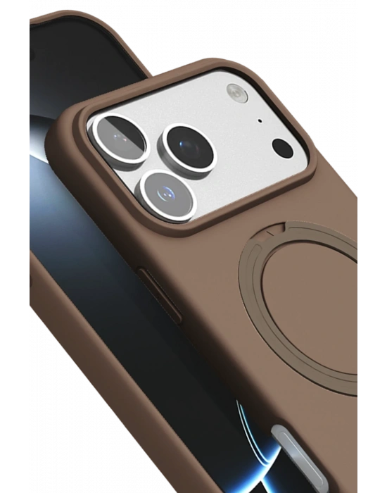 Newface Apple iPhone 17 Pro Regal Magsafe Standlı Kapak - Çöl Titanyum